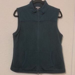 Talbots Women's Teal Sleeveless Fleece Full Zip Vest Size LP